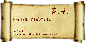 Preidt Alícia névjegykártya